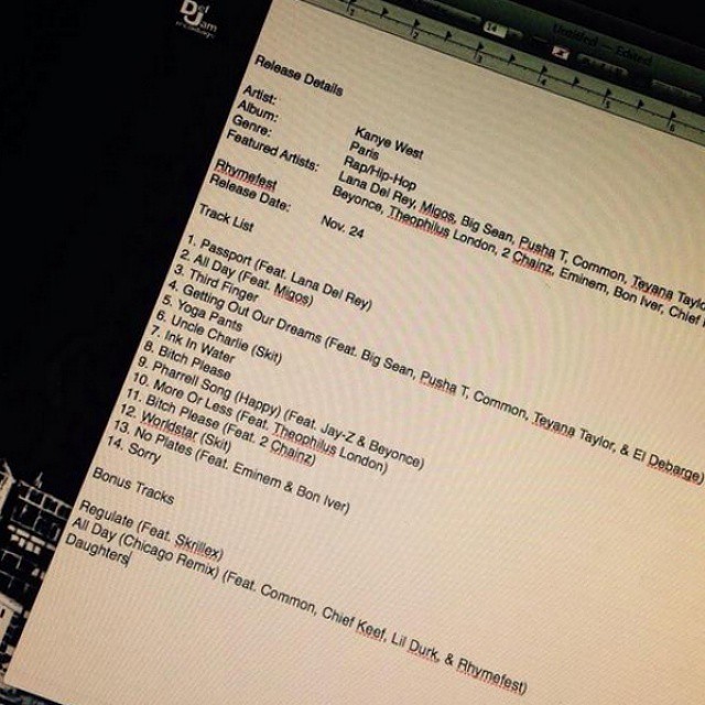 Kanye West : tracklist de l'album Paris dévoilée ?